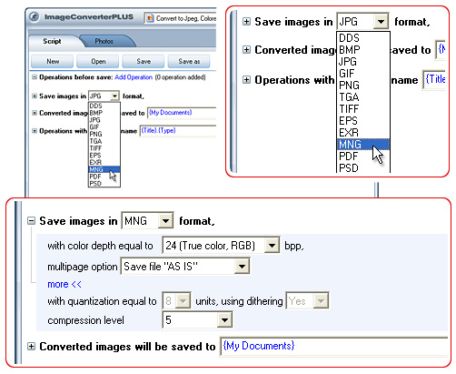 Convert MAC  to MNG. Avaible settings for MNG file format.