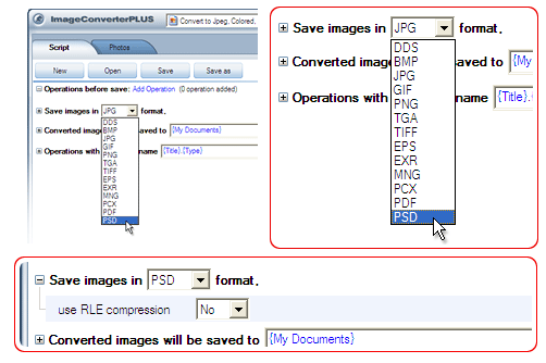 Convert PPM to PSD. Avaible settings for PSD file format.
