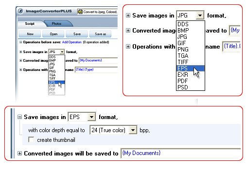 Convert CUR  to EPS. Avaible settings for EPS file format.